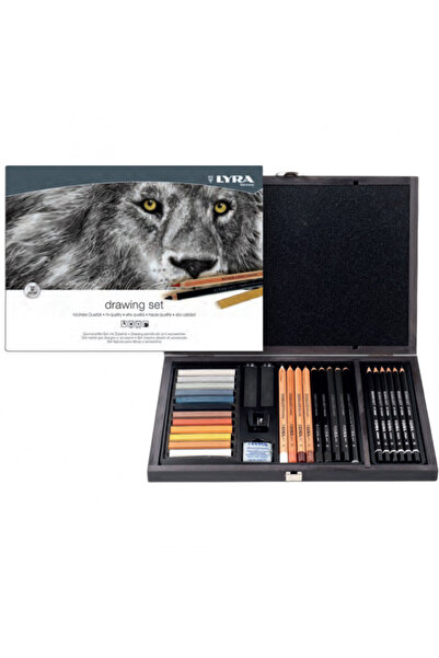 LYRA Drawing Çizim Seti 31 Parça Ahşap Kutulu
