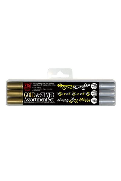 Zig Double-Sided Gold-silver Coloring Set of 3