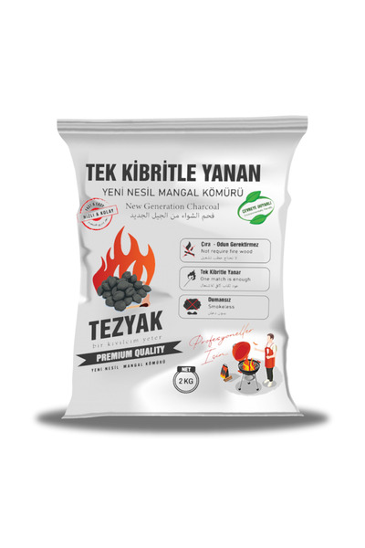 TEZYAK Profesyonel Yeni Nesil Mangal Kömürü 2kg Lık 10 Paket Toplam 20 Kg