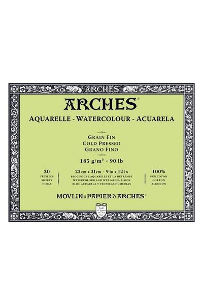 Arches دفتر كتلة الألوان المائية - نسيج متوسط - 185 جرام.23x31 سم 20 حصان.