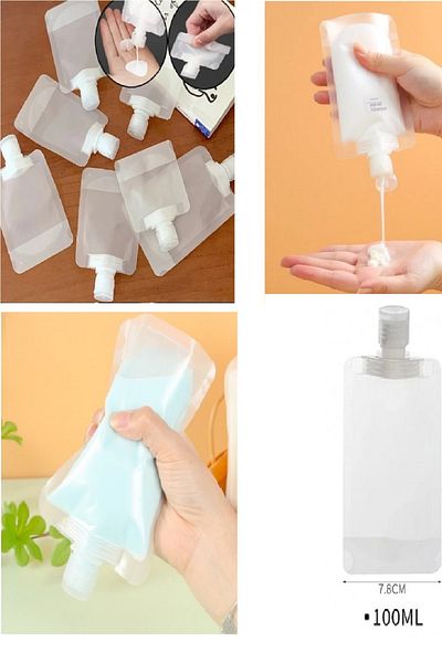 K&A 5Pcs Clear Liquid Cosmetic Bags Travel Lotion Shampoo Face Cream Hand Soap Packaging