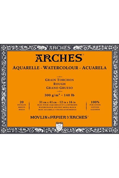 Arches Watercolor Book Block Rough - Thick Texture 300 Gr.31x41 Cm.20 Sheets