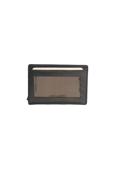 Ancora Leather Ανδρικό δερμάτινο πορτοφόλι Navy Blue - Αυτόματη θήκη κάρτας, Μηχανισμός
