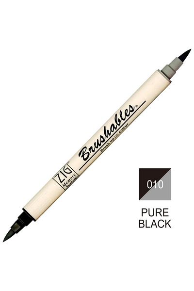 Zig Ms-7700/010 Pure Black Brush Tip Felt Pen