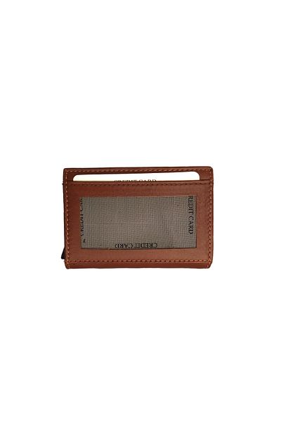 Ancora Leather Мъжки портфейл - естествена кожа, автоматичен картодържател, механизъм, кафяв