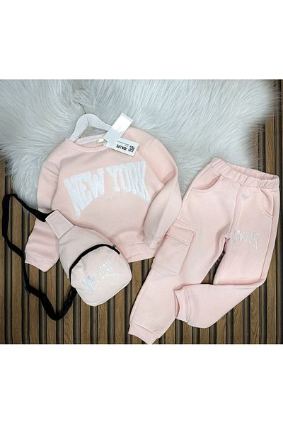 MİLANO KİDS Winter Cotton Tracksuit Set - Top and Bottom Set with 3 Thread Gift