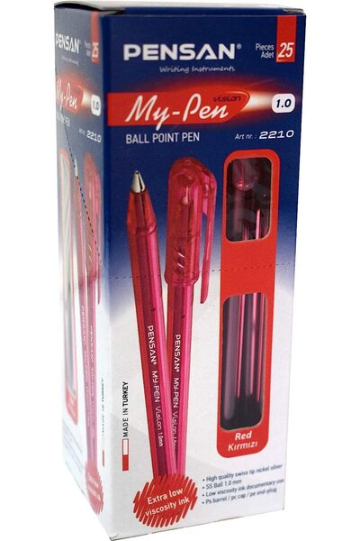 Pensan My-pen Ballpoint Pen Red 25pcs - 1.0mm