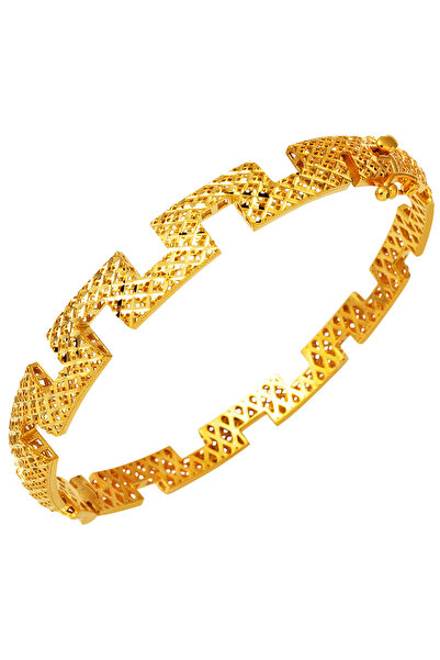 Bilezikci 22 Ayar Altın Zikzaklı Kelepçe Bilezik