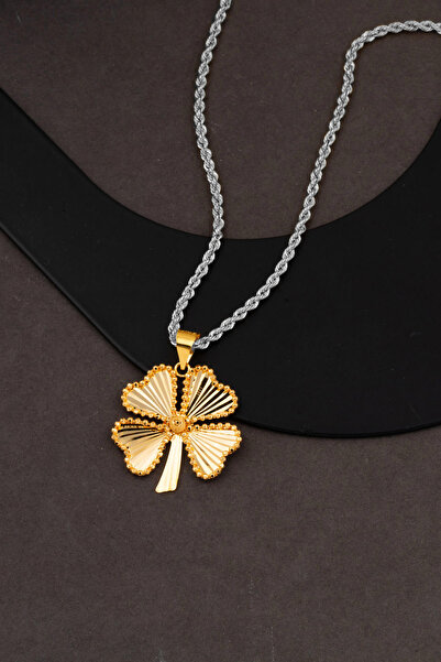 Bilezikci 22 Ayar Işıltılı Yonca Altın Kolye Ucu 3 cm.