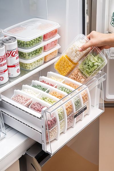 Milenay Refrigerator Storage Organizer with Lid, Suitable for Microwave and Freezer, 12 Pieces 1000ml