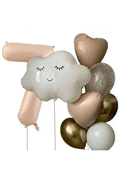 DÜVENCİ TİCARET SET BALON DE INIMĂ BEJ CU BALON DE FOIL DE CLOUD CREAM COLOR ...