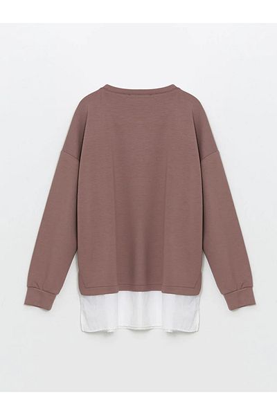 LC Waikiki Lcwaikiki Basic Dried Rose Crew Neck Oversize Women's Sweatshirt