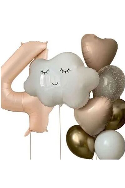 DÜVENCİ TİCARET SET BALON DE INIMĂ BEJ CU BALON DE FOIL DE CLOUD CREAM COLOR ...
