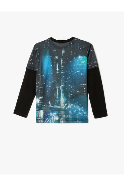 Koton New Season Dinosaur Printed Long Sleeve Crew Neck T-Shirt