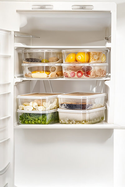 Milenay Refrigerator Storage Organizer, with Lid, Suitable for Microwave and Freezer, 12 Pieces 1350ml