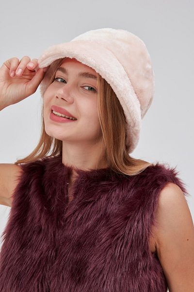 derikem Plush Bucket Women's Fisherman's Hat Soft and Furry Women's Hat