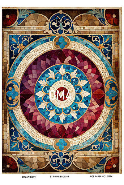 LİNEART ورق تزيين نحاسي من سلسلة OM - 29 × 42 سم، نمط الفسيفساء الشرقية رقم: OM4