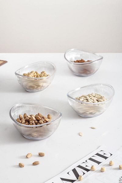 Depa Acrylic Baroque Transparent Oval 4-Piece Small Bowl Set & Snack Bowl & Presentation & Catering (Not Glass)