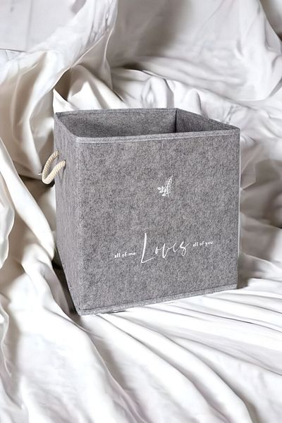 Turkco Multi-Purpose Felt Shelf Organizer Basket, Foldable Storage Box, Gray Color, 30x30x30cm
