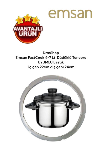 shopdrm Drmshop Emsan Fastcook 5-7 Lt Pressure Cooker Compatible Silicone Pressure Cooker Rubber A++Quality