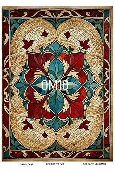 LİNEART Oriental Mozaik Deseni OM Serisi Pirinc Dekopaj Kagıdı  29X42cm No:OM10