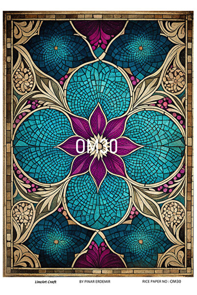 LİNEART Oriental Mosaic Pattern Om Series Brass Decopage Paper 29X42Cm No:Om30