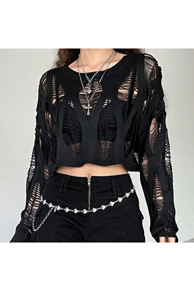 Choice تيشيرت نسائي أسود من ITOOLIN، مقاس واحد، بفتحات، بتصميم مستوحى من موضة...