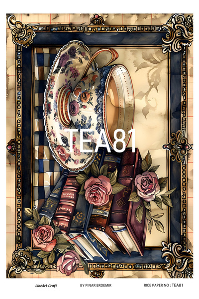 LİNEART TEA81 - ورق تزيين نحاسي مقاس 29 × 42 سم، كتب ملونة بنمط الأزهار