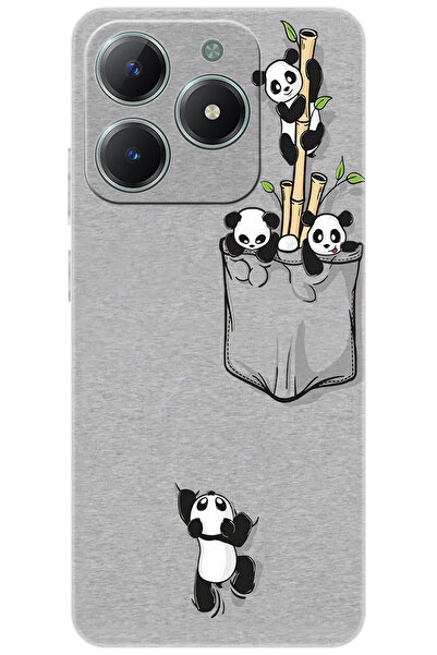 realme C61 (RMX3930) Uyumlu Kılıf Desen Baskılı Silikon Pandalar STK:749 CP-Y...