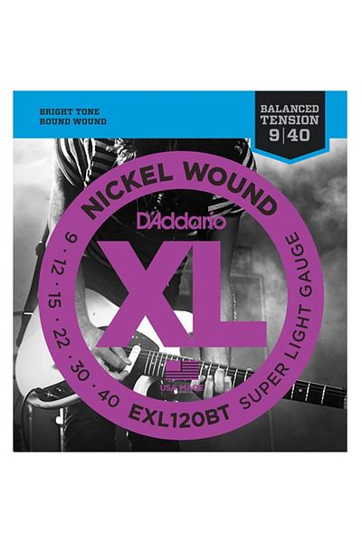 Daddario Exl120Bt Electric Guitar String Set, Xl, 9-40, Nickel Wound, Ba Electric Guitar String Set Nic