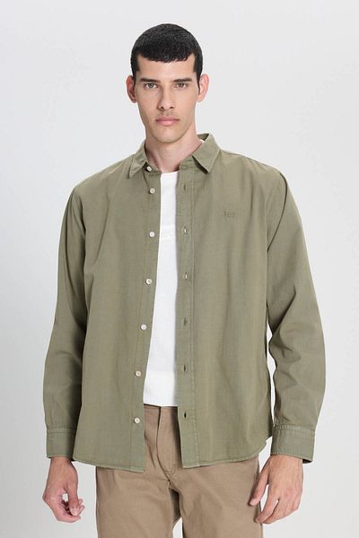 Lee Regular Fit Oil Green Men's Shirt LL37BMA61 Long Sleeve Shirt