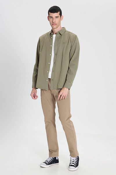 Lee Regular Fit Oil Green Men's Shirt LL37BMA61 Long Sleeve Shirt