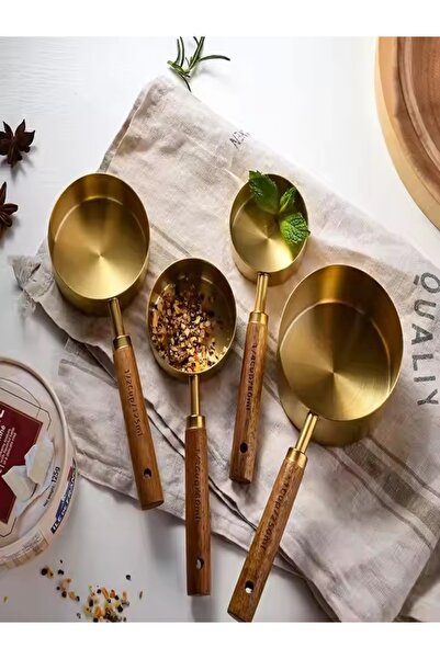 keyfisepet en keyifli sepet 4 Adet Büyük Boy Paslanmaz Çelik Ahşap Saplı Pinterest Ölçü Kaşığı Seti Ölçü Kabı