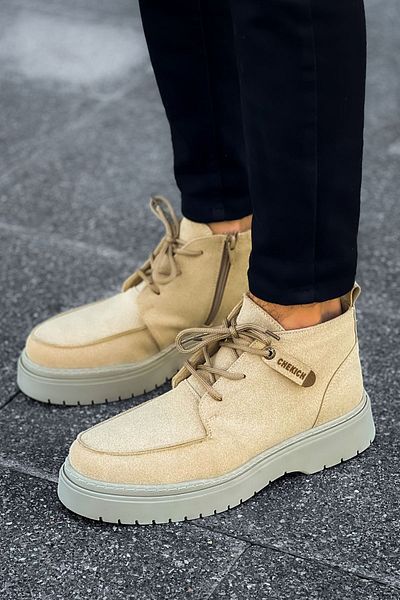 Paolo Zaccardi P213 Bryggen Lace Up Ορθοπεδική σόλα με φερμουάρ Daily Suede Ανδρικές αθλητικές μπότες άμμος