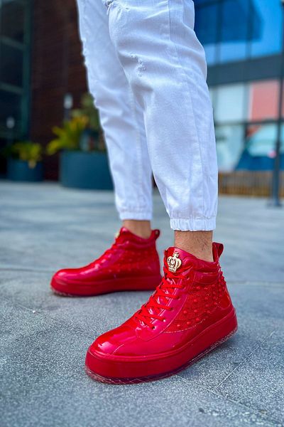 Paolo Zaccardi P973 Majesty Lace-Up Ορθοπεδική Σόλα Καθημερινή Λουστρίνι Ανδρικές Αθλητικές Μπότες RKT Red