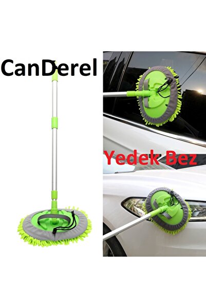 Jetcom Çok Fonksiyonlu 2 In 1 Mikrofiber Araba Yıkama Fırçası Teleskopik Uzun Saplı Detay Fırçası Oto Mopu