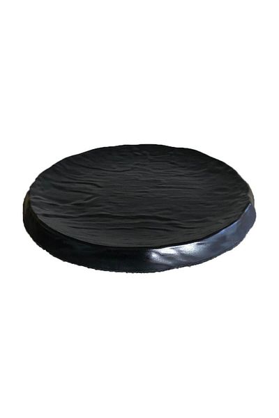 Hasyılmaz Melamine Flat Round Serving Plate Black 25cm - Melamine Presentation Plate
