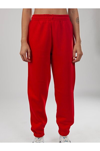 Coredra Kadın Eşofman Altı Şardonlu - Kırmızı