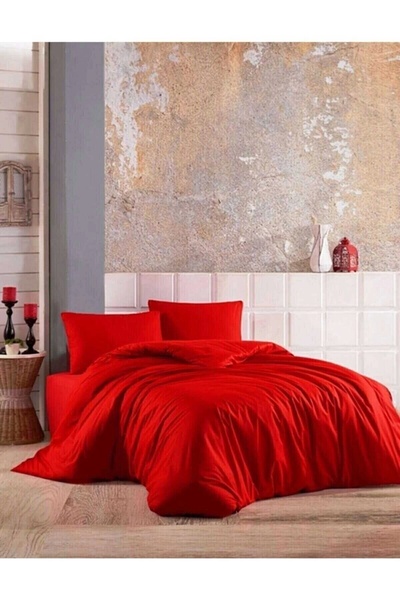 NİVEMESHOME Nivemeshome Red 100% Cotton Double Bedding Set