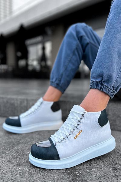 Paolo Zaccardi P267 Roman Mirror Lace-Up Ορθοπεδική σόλα Daily Skin Ανδρικές αθλητικές μπότες CBT Λευκό/Ανθρακί