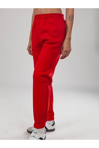 Coredra Kadın Eşofman Altı Şardonlu - Kırmızı