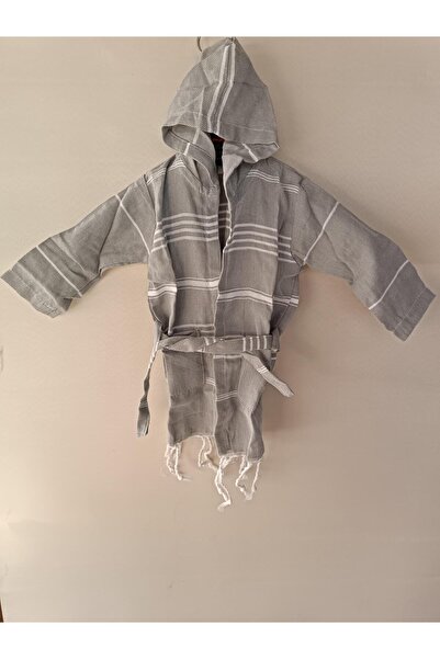 Hasyılmaz Hooded Children's Loincloth Bathrobe 1-5 Years Gray