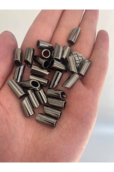 Hasyılmaz Kordon Metal Bağ Ucu 7,2 mm Siyah 20 Adet