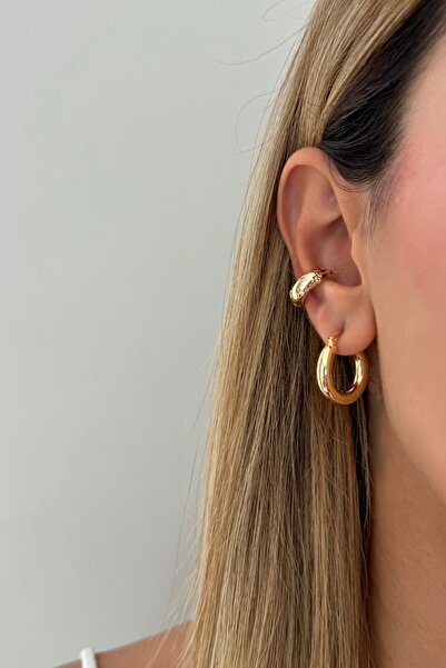 Lavian Accessories Klasik Gold Renk Halka Küpe