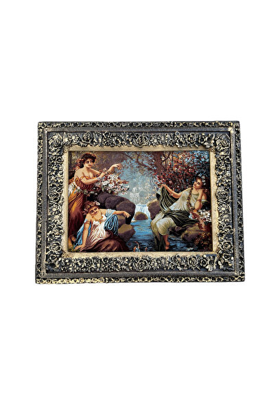 Hasyılmaz Bekar Kızlar Adlı Halı Tablo 95x75cm - İran Tebriz Halı Kilim Tablo