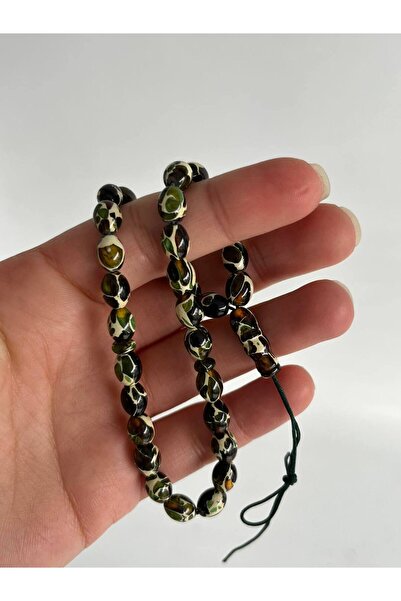 Hasyılmaz Oval Kesim Kokulu Mozaik Toz Kehribar Tesbih 33lük 6mm A003