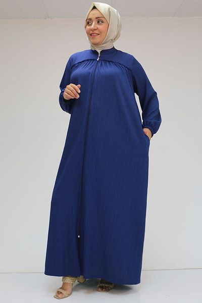 Eslina 46011 Μεγάλο μέγεθος Navy Blue γιακά και βολάν με φερμουάρ Ferace