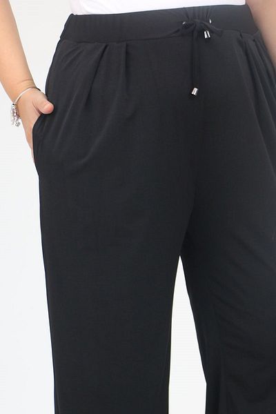 Eslina 49007 Pantaloni nisip negri mărimi mari - cu pliuri