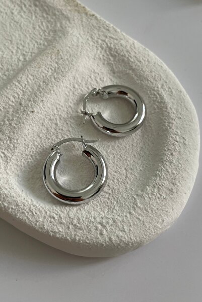 Lavian Accessories Klasik Gümüş Renk Halka Küpe