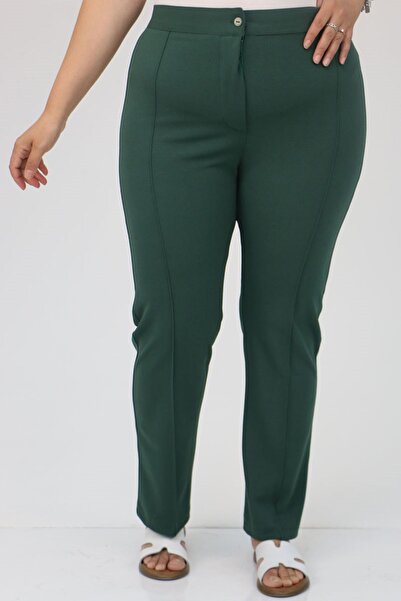 Eslina 49008 Large Size Emerald Scuba Pants - Striped